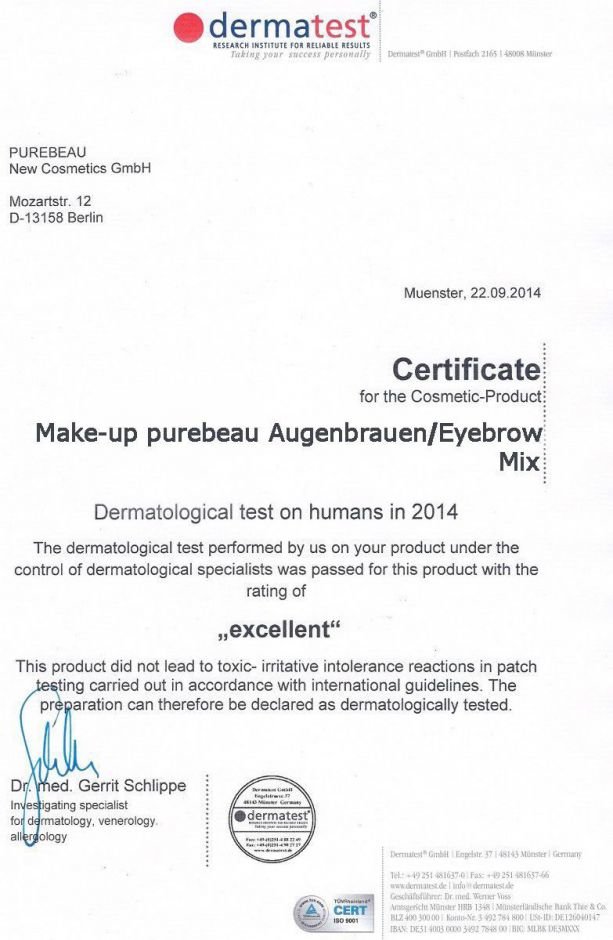 Certificate make-up purebeau Augenbrauen / Eyebrow Mix